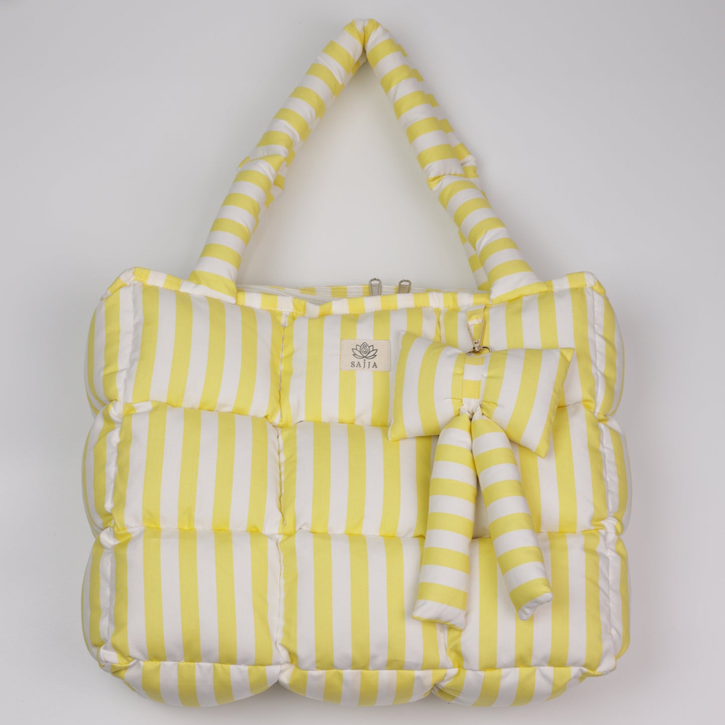 Yellow Strip Puffer Tote