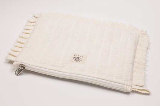 Ivory Bloom Frill Pouch