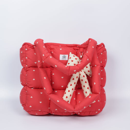 Red Heart Puffer Tote