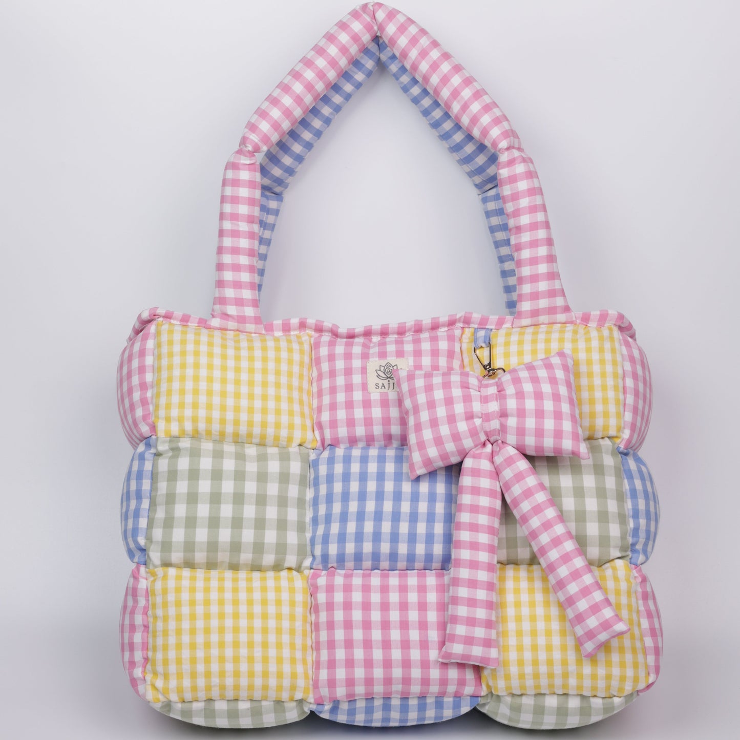 Rainbow Gingham Tote