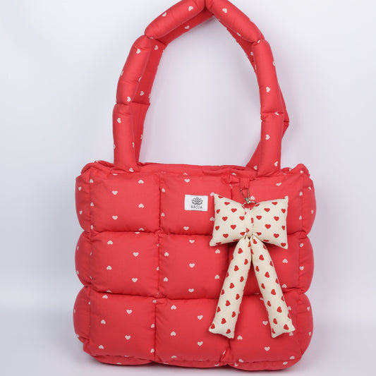 Red Heart Puffer Tote