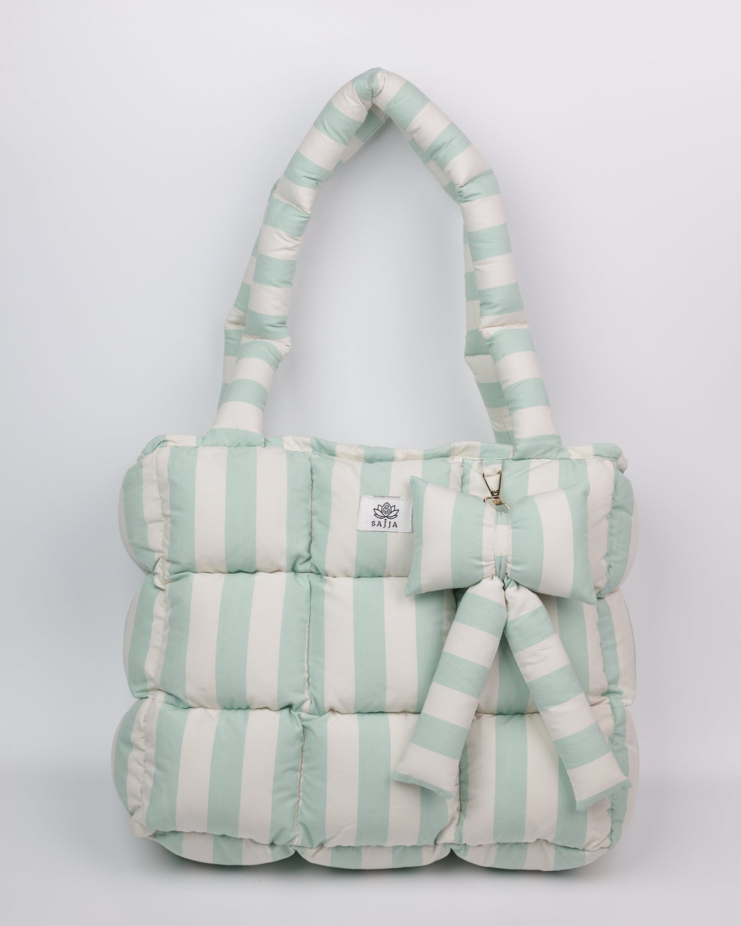 Green Strip Puffer Bag
