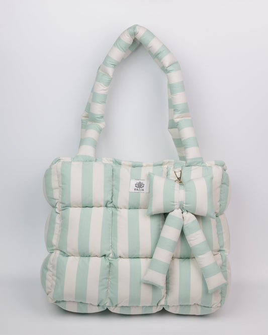 Green Strip Puffer Bag