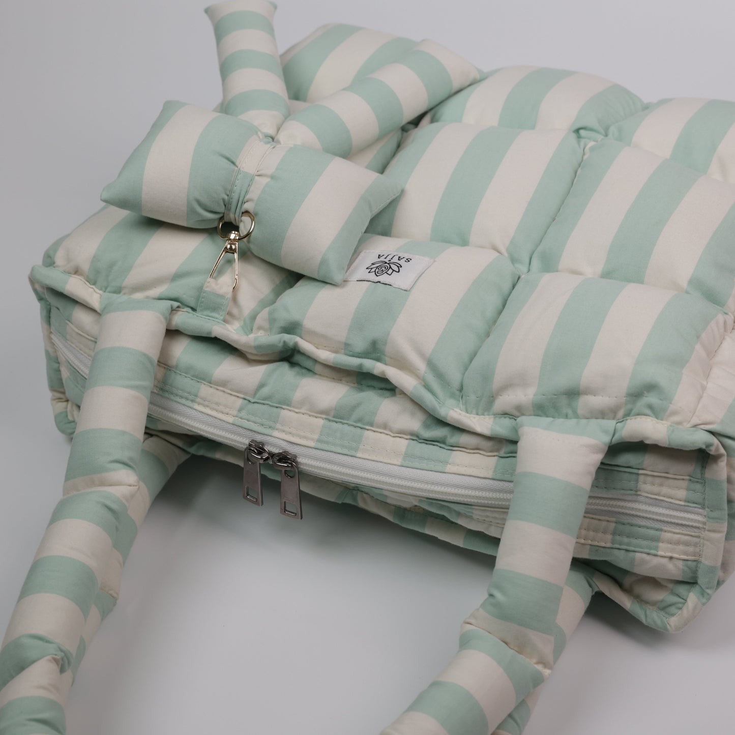 Green Strip Puffer Bag