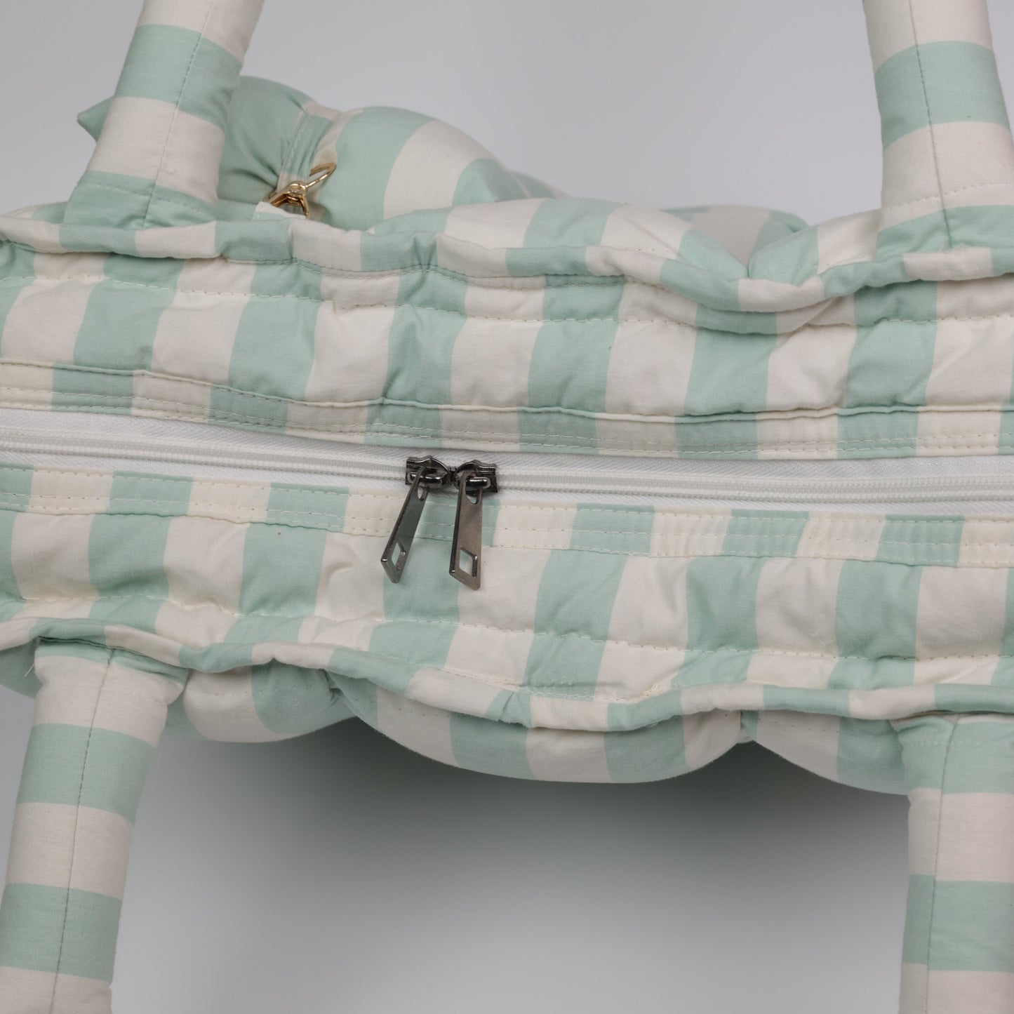 Green Strip Puffer Bag