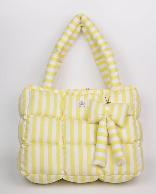 Yellow Strip Puffer Tote