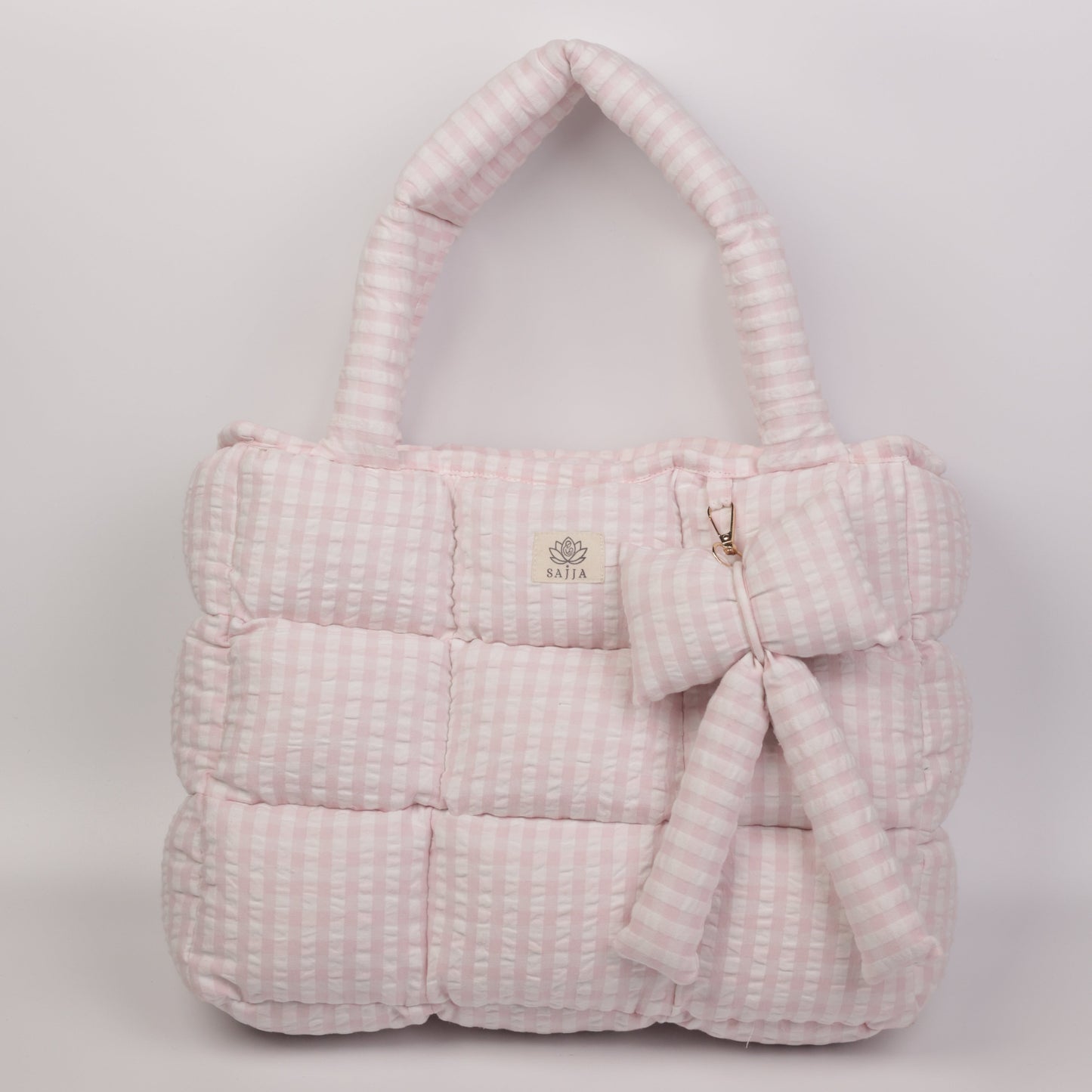 Pink Strip Puffer Tote