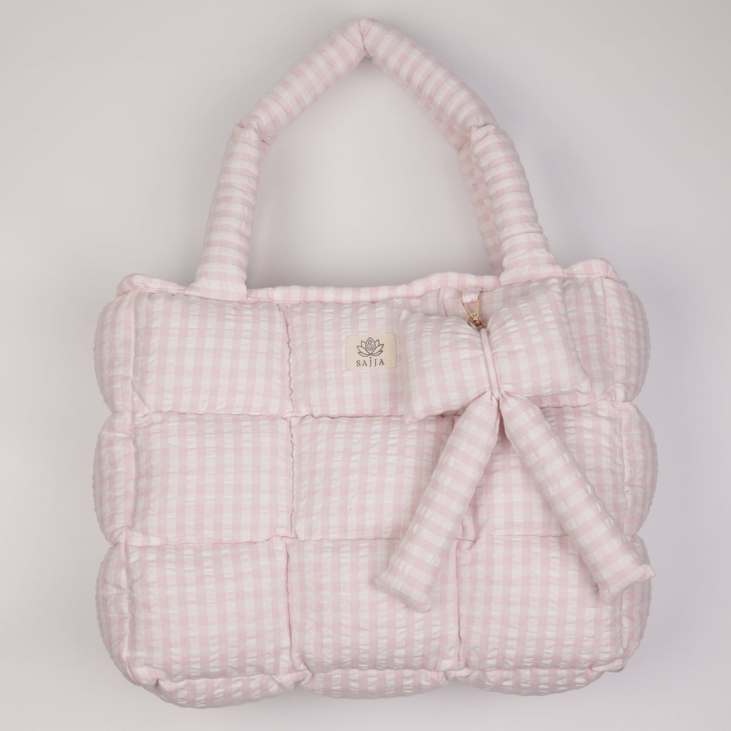 Pink Strip Puffer Tote