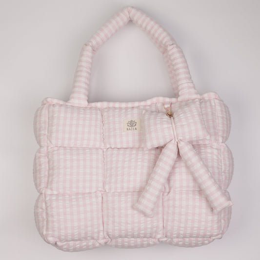 Pink Strip Puffer Tote