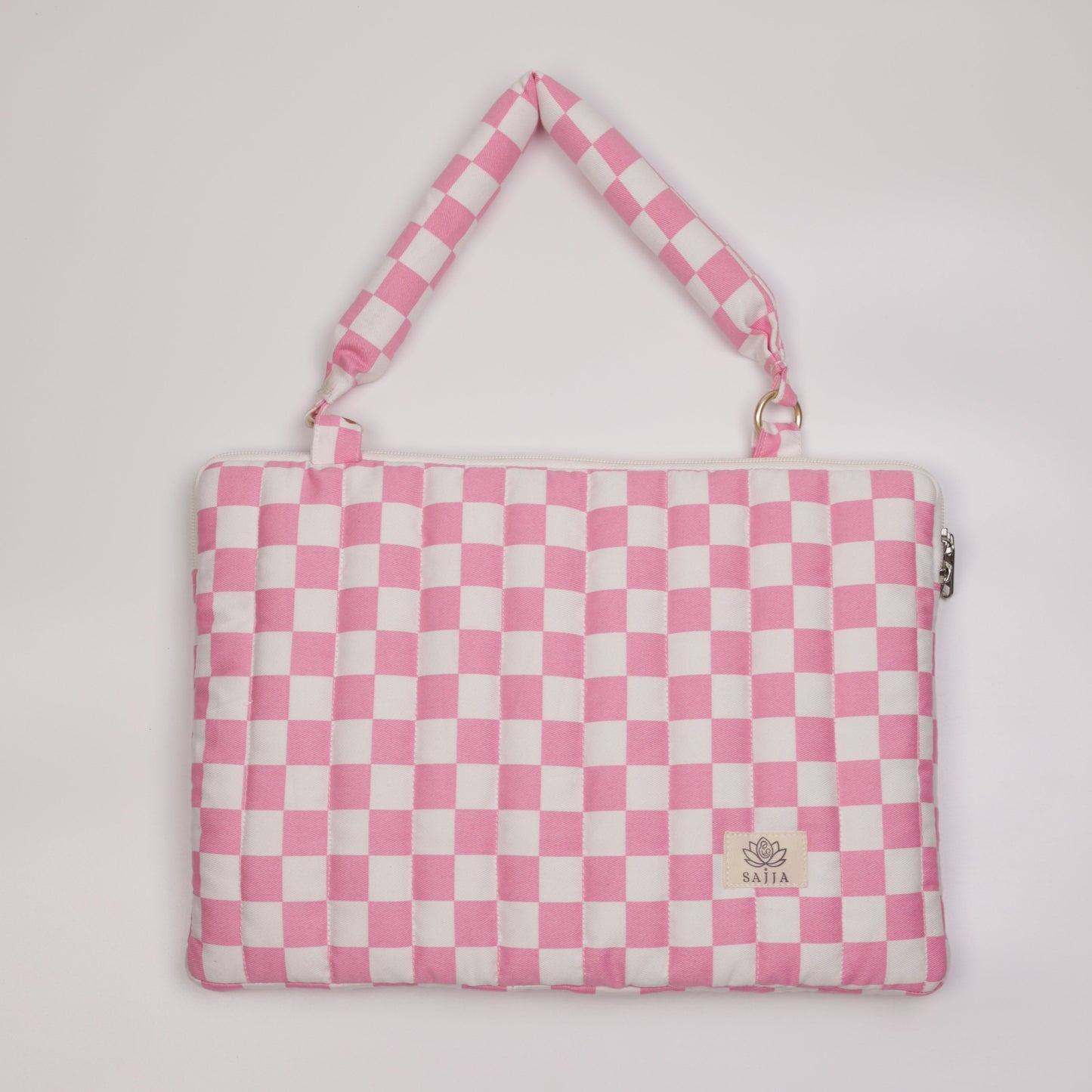Blush Check Puffy Laptop Bag