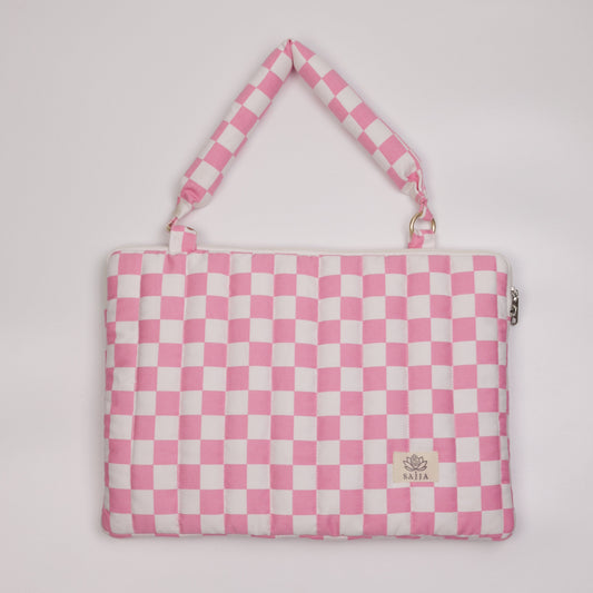 Blush Check Puffy Laptop Bag