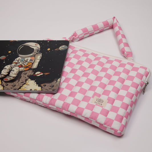 Blush Check Puffy Laptop Bag