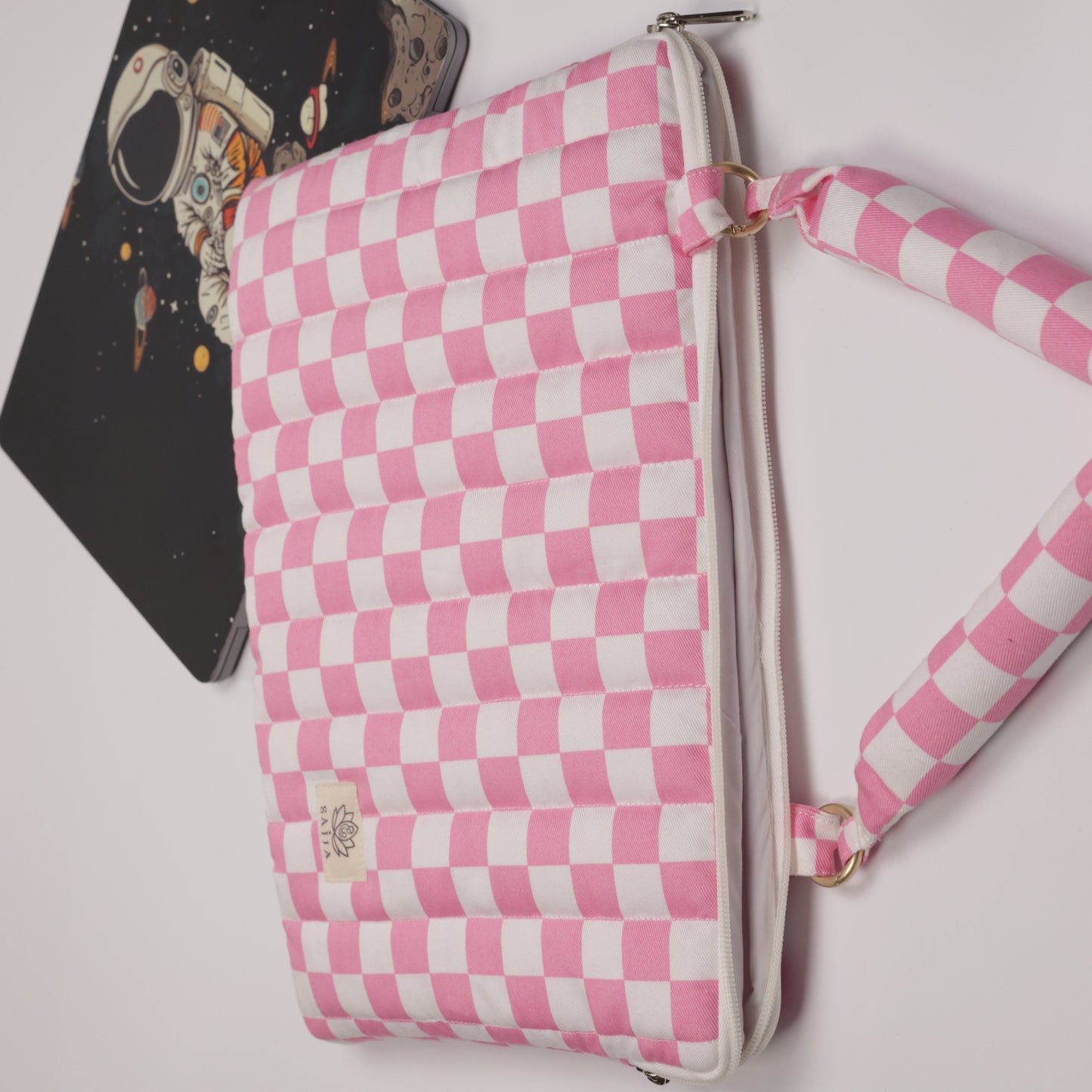 Blush Check Puffy Laptop Bag