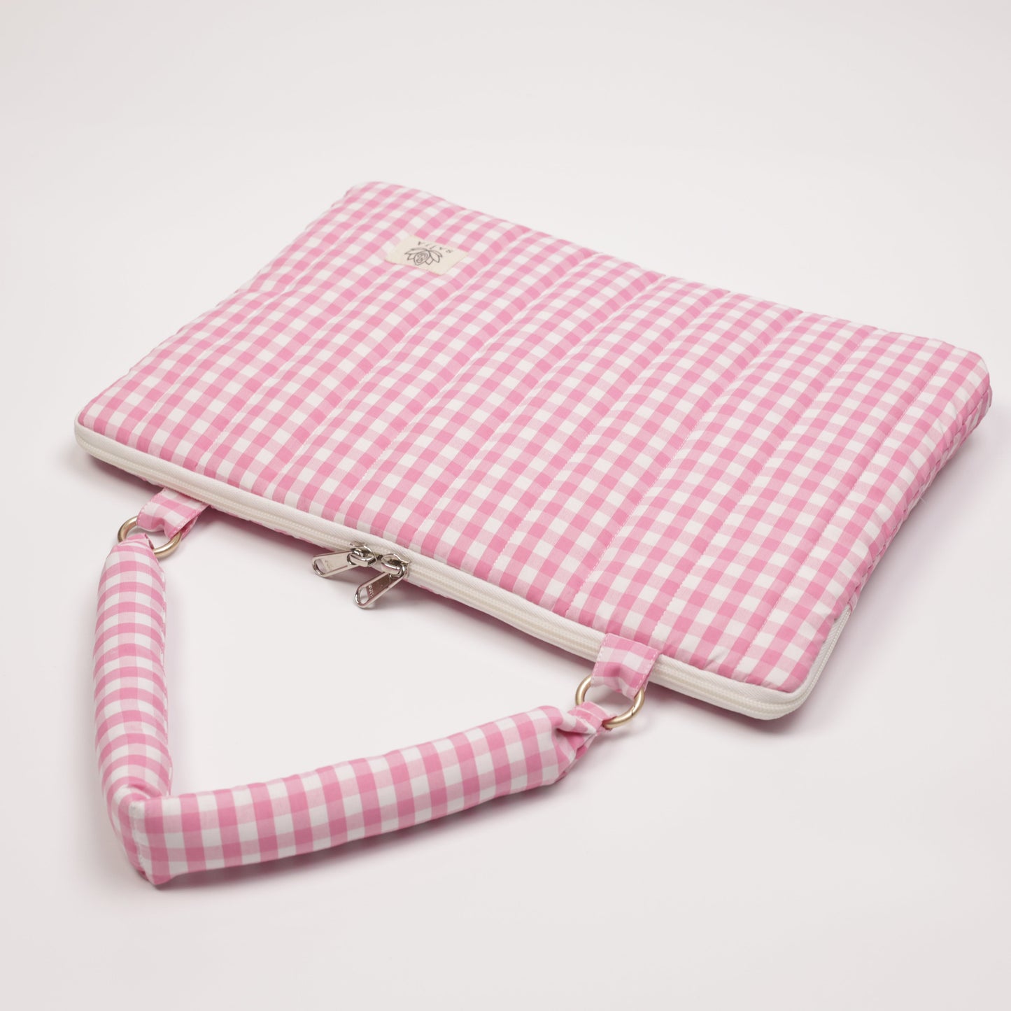 Blush Gingham Puffy Laptop Bag