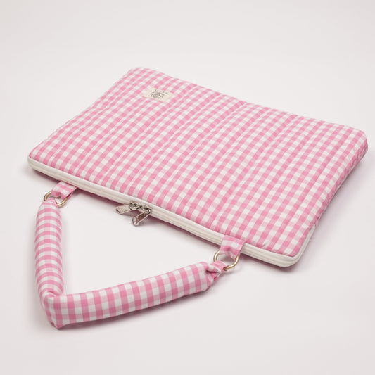 Blush Gingham Puffy Laptop Bag