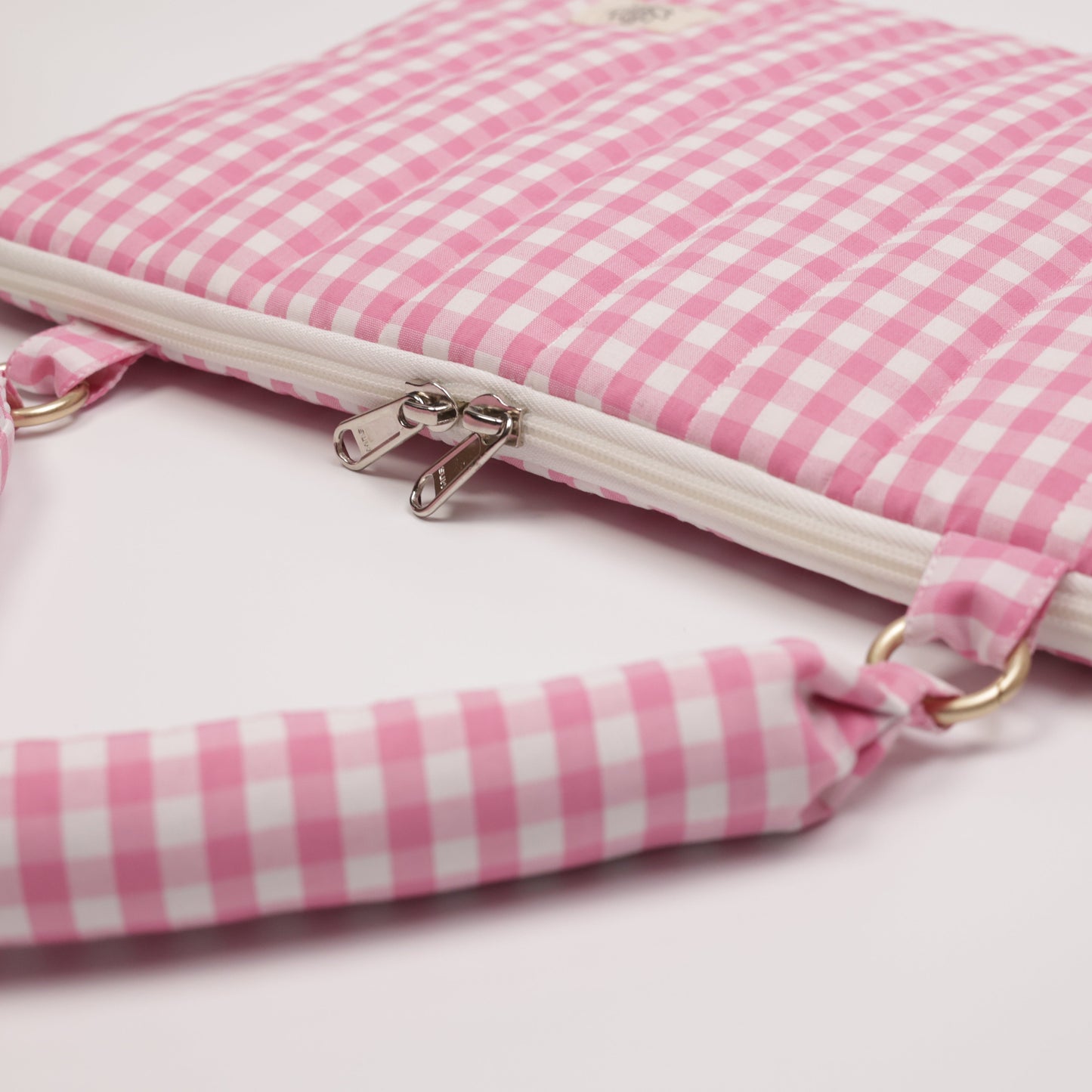 Blush Gingham Puffy Laptop Bag