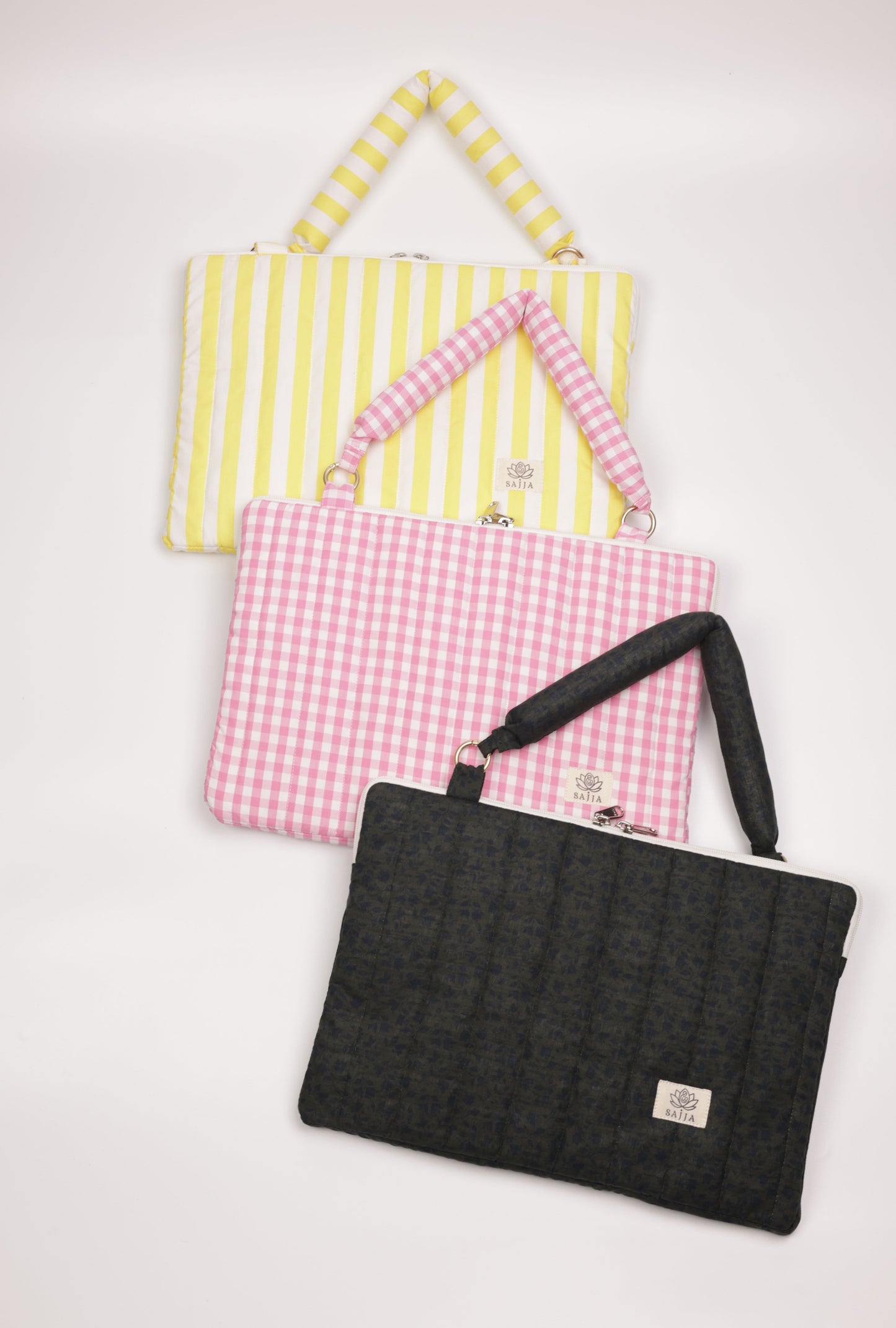 Blush Gingham Puffy Laptop Bag