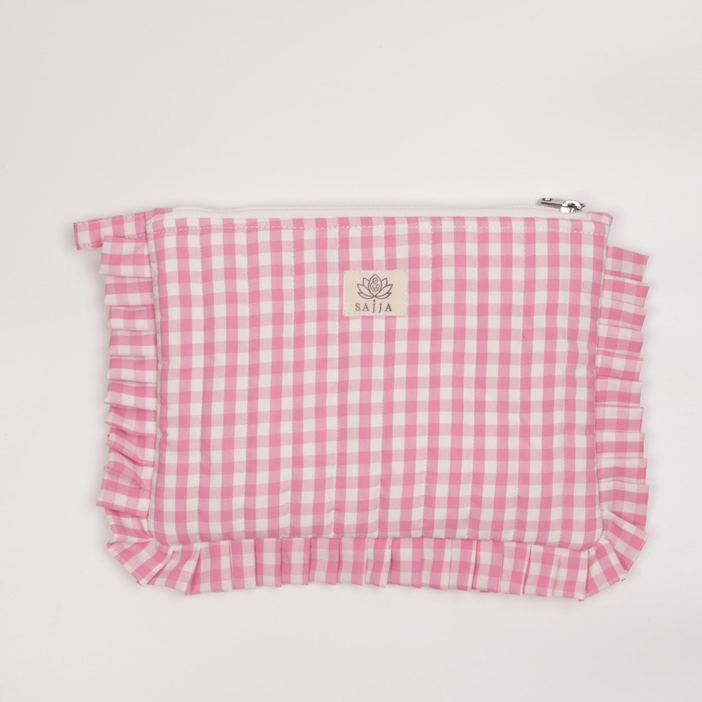 Blush Gingham Frill Pouch
