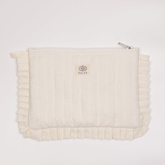 Ivory Bloom Frill Pouch
