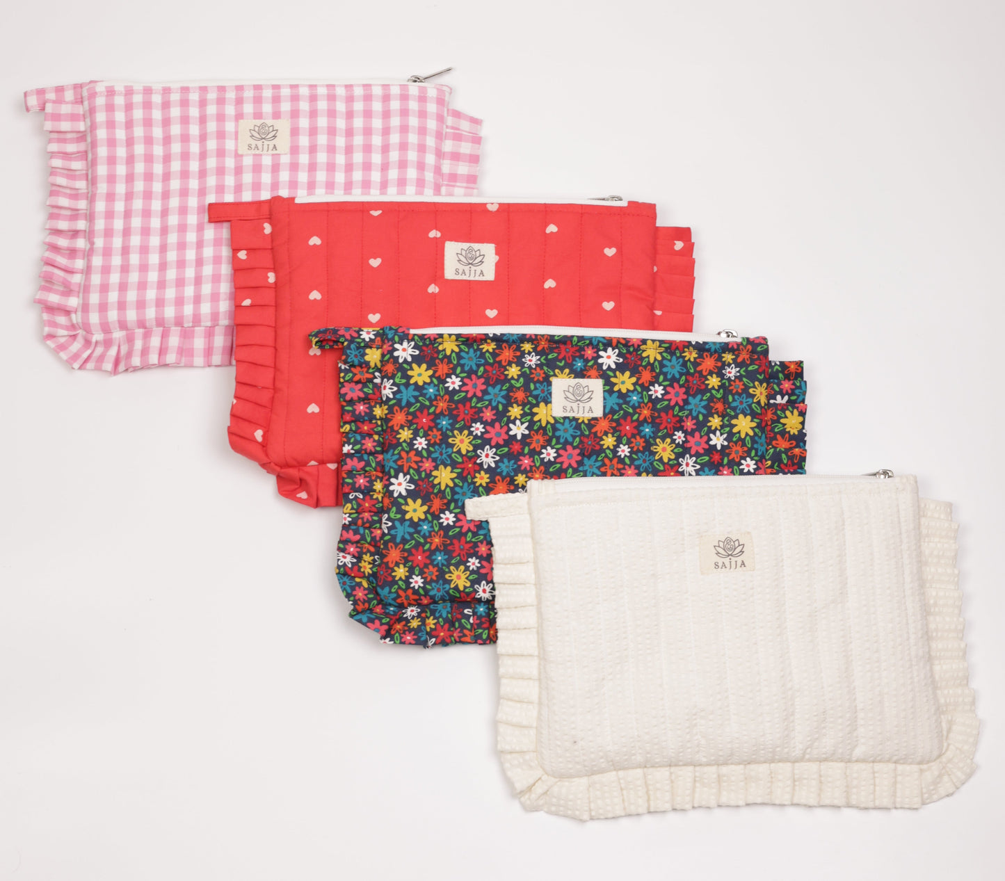 Blush Gingham Frill Pouch