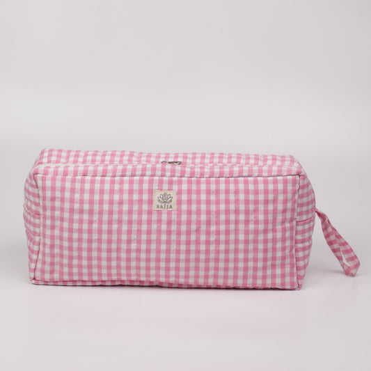 Blush Gingham Hair Essentials Case