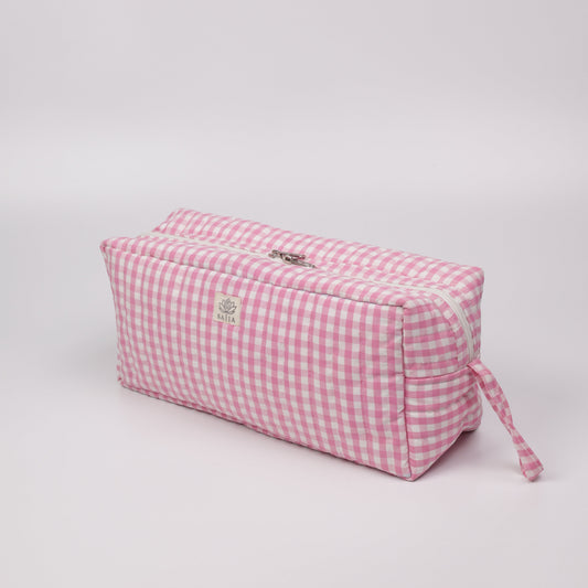 Blush Gingham Hair Essentials Case